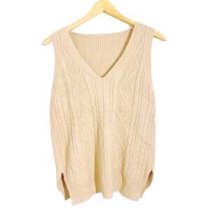 Shein Women’s Apricot Cream Sparkly Cable Knit Sweater Vest, One Size Fits Most